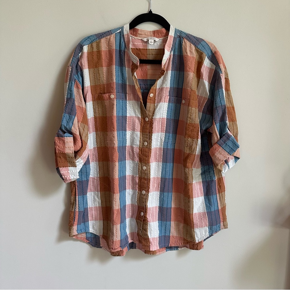 LL Bean Plaid Blouse